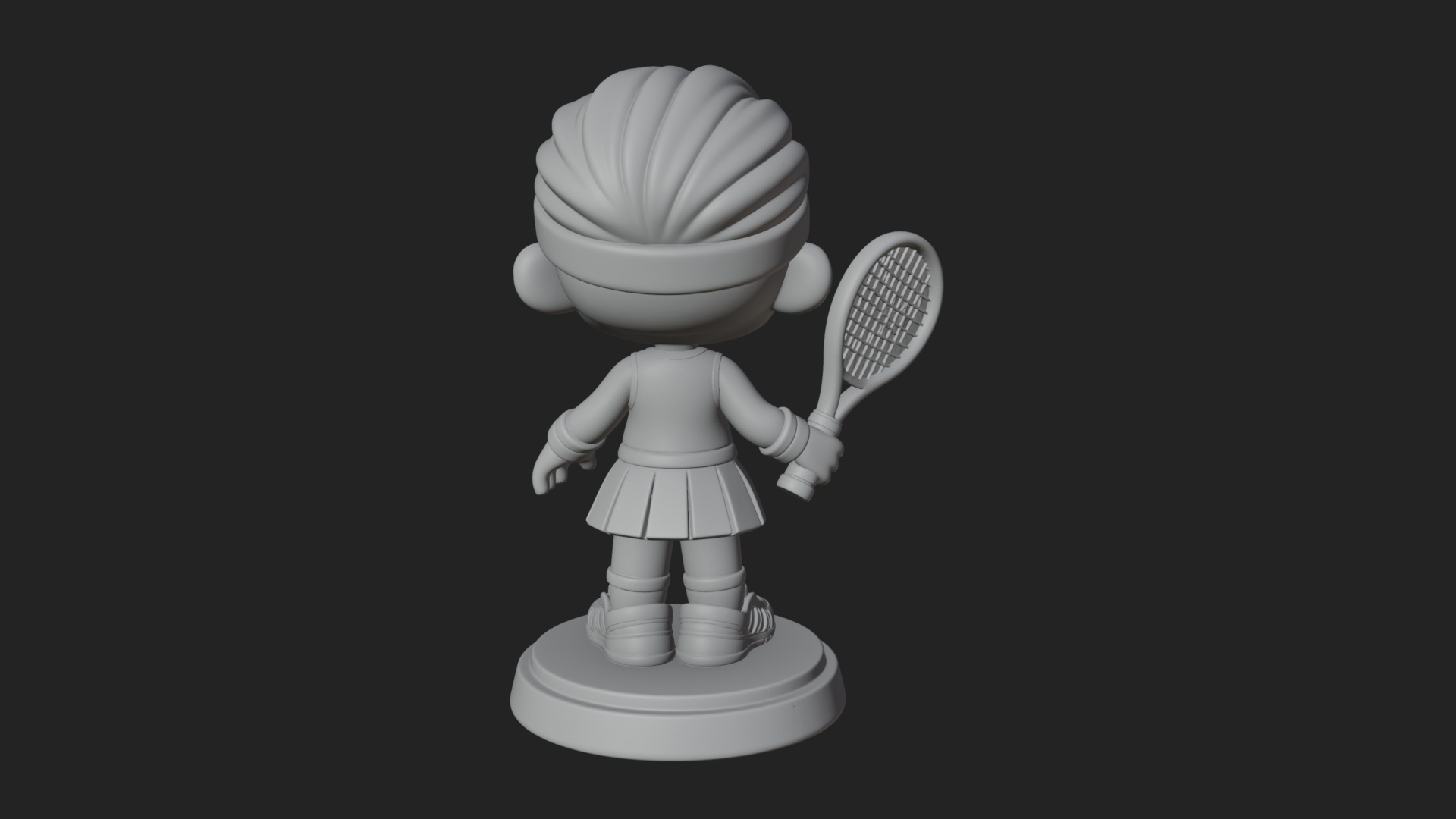 Chibi Tennis Girl Statue Design 2 3D Print Model 3D Model