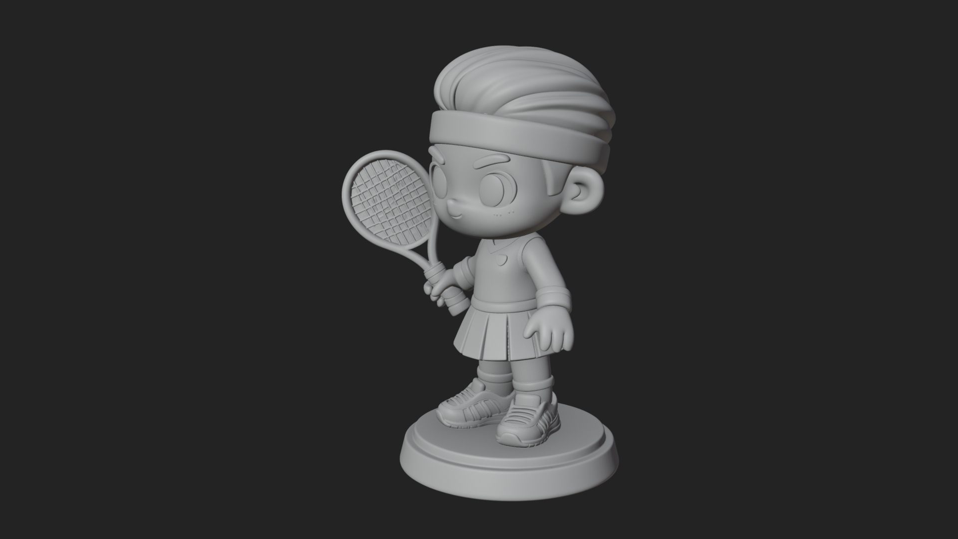 Chibi Tennis Girl Statue Design 2 3D Print Model 3D Model
