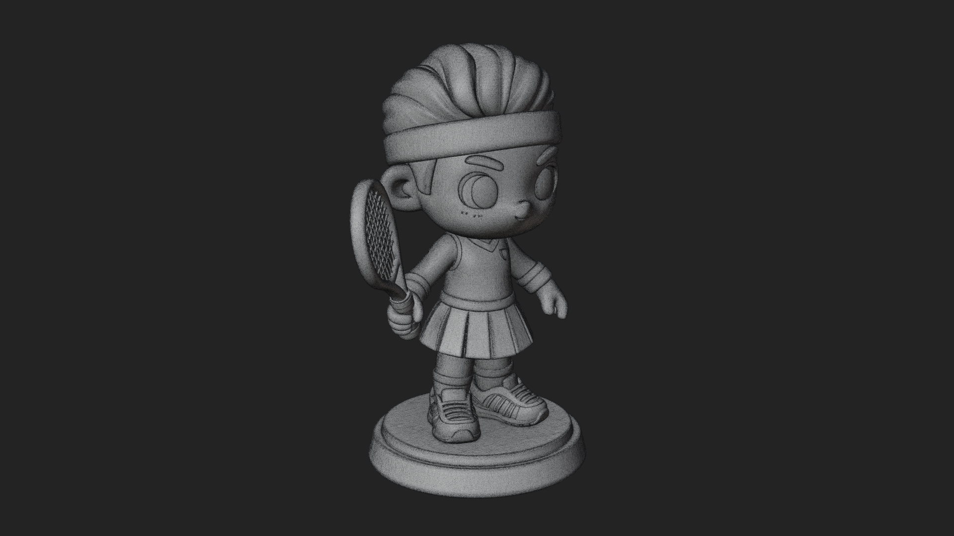 Chibi Tennis Girl Statue Design 2 3D Print Model 3D Model