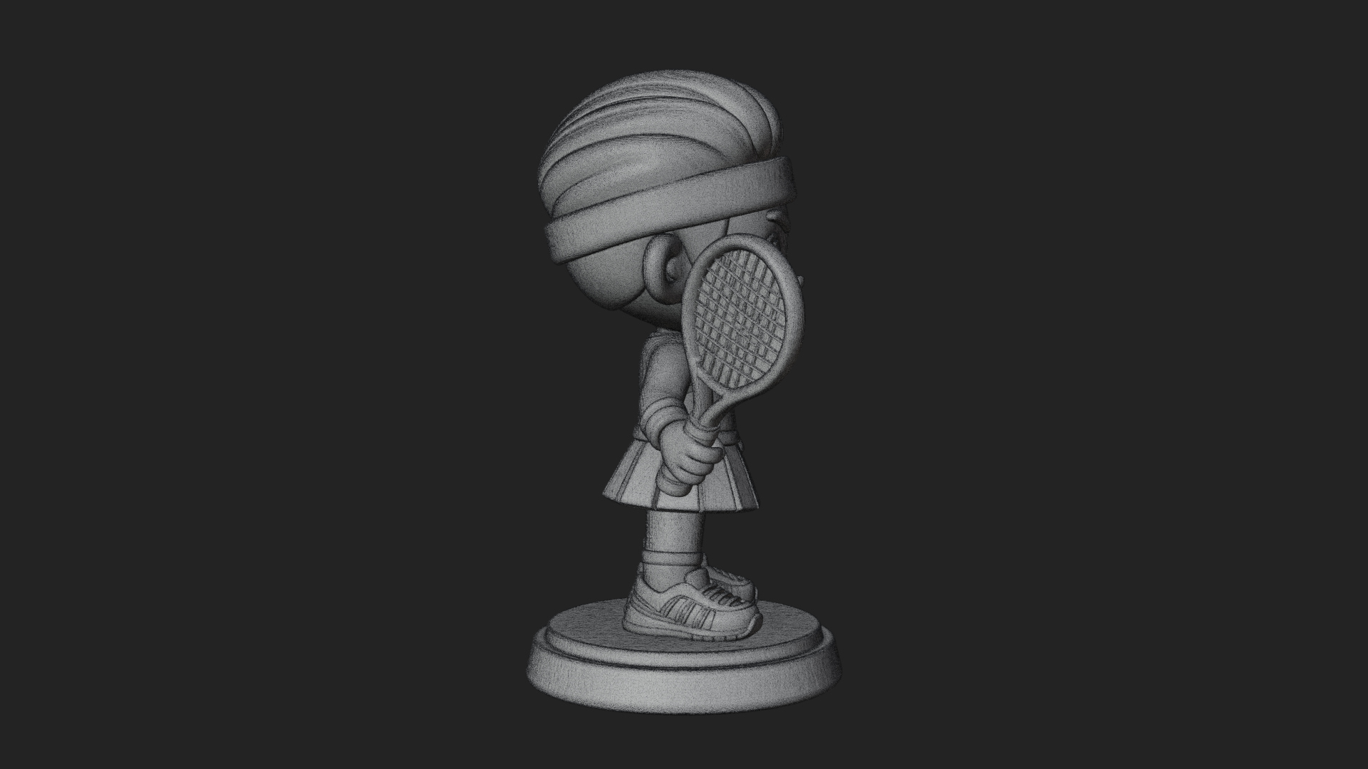 Chibi Tennis Girl Statue Design 2 3D Print Model 3D Model