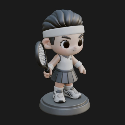 Chibi Tennis Girl Statue Design 2 3D Print Model