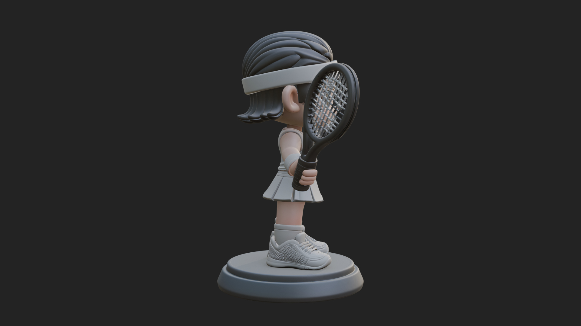 Chibi Tennis Girl Statue Design 3 3D Print Model 3D Model