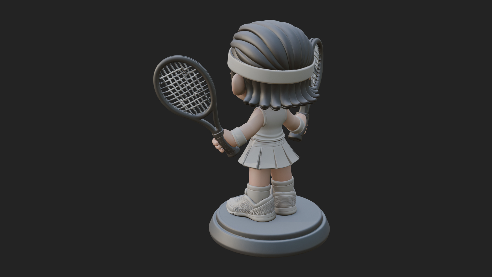 Chibi Tennis Girl Statue Design 3 3D Print Model 3D Model