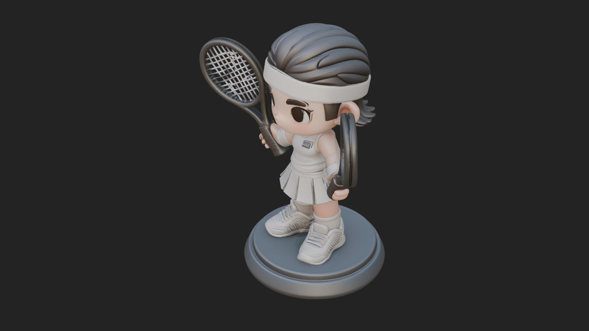 Chibi Tennis Girl Statue Design 3 3D Print Model 3D Model