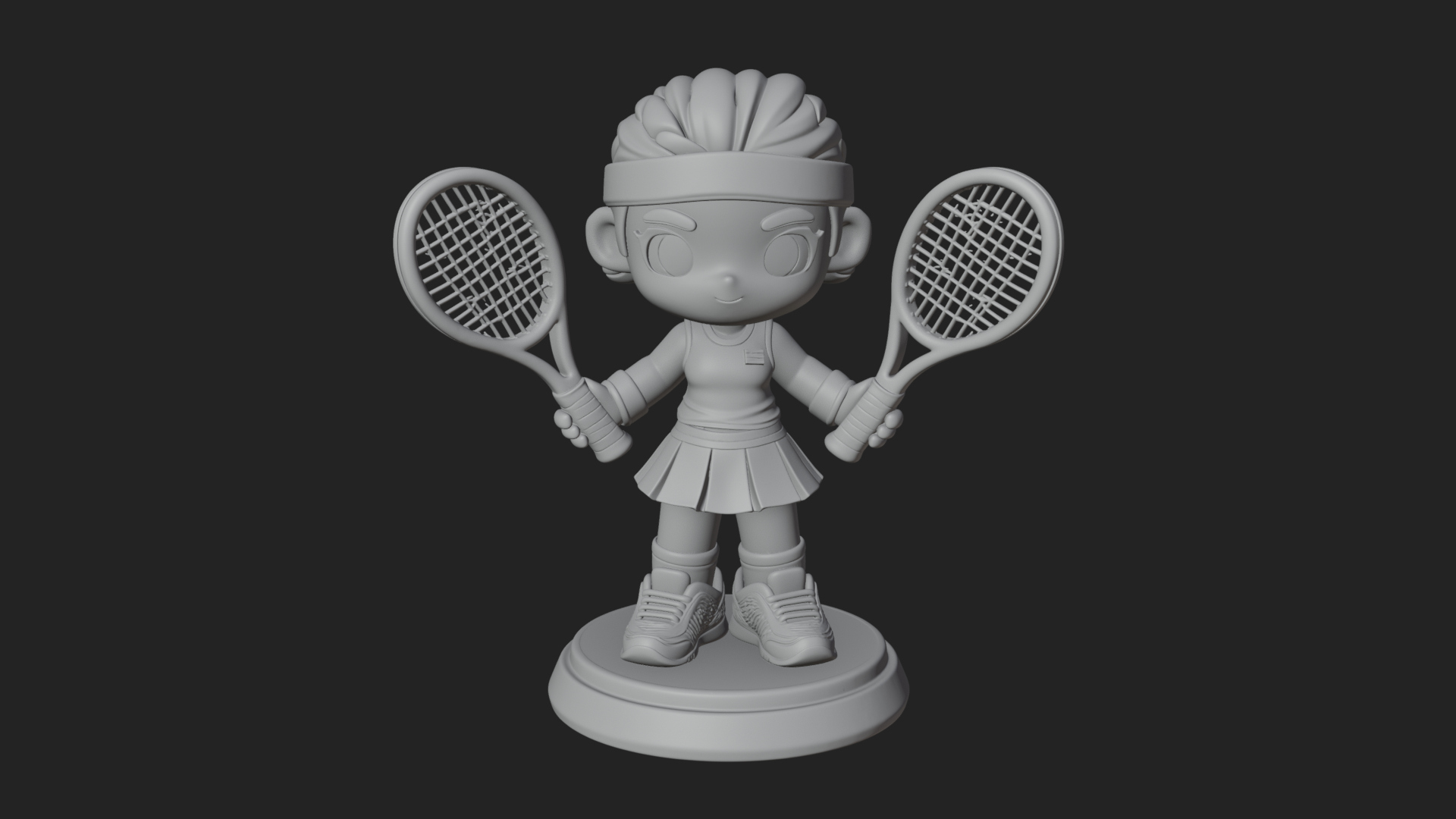 Chibi Tennis Girl Statue Design 3 3D Print Model 3D Model