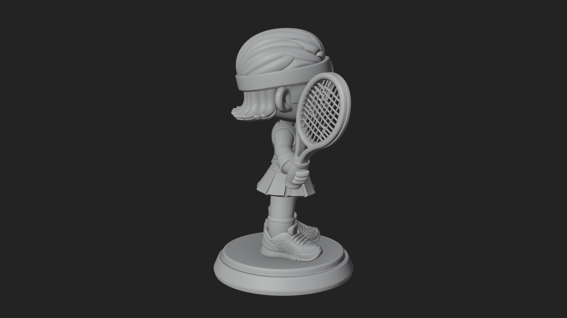 Chibi Tennis Girl Statue Design 3 3D Print Model 3D Model
