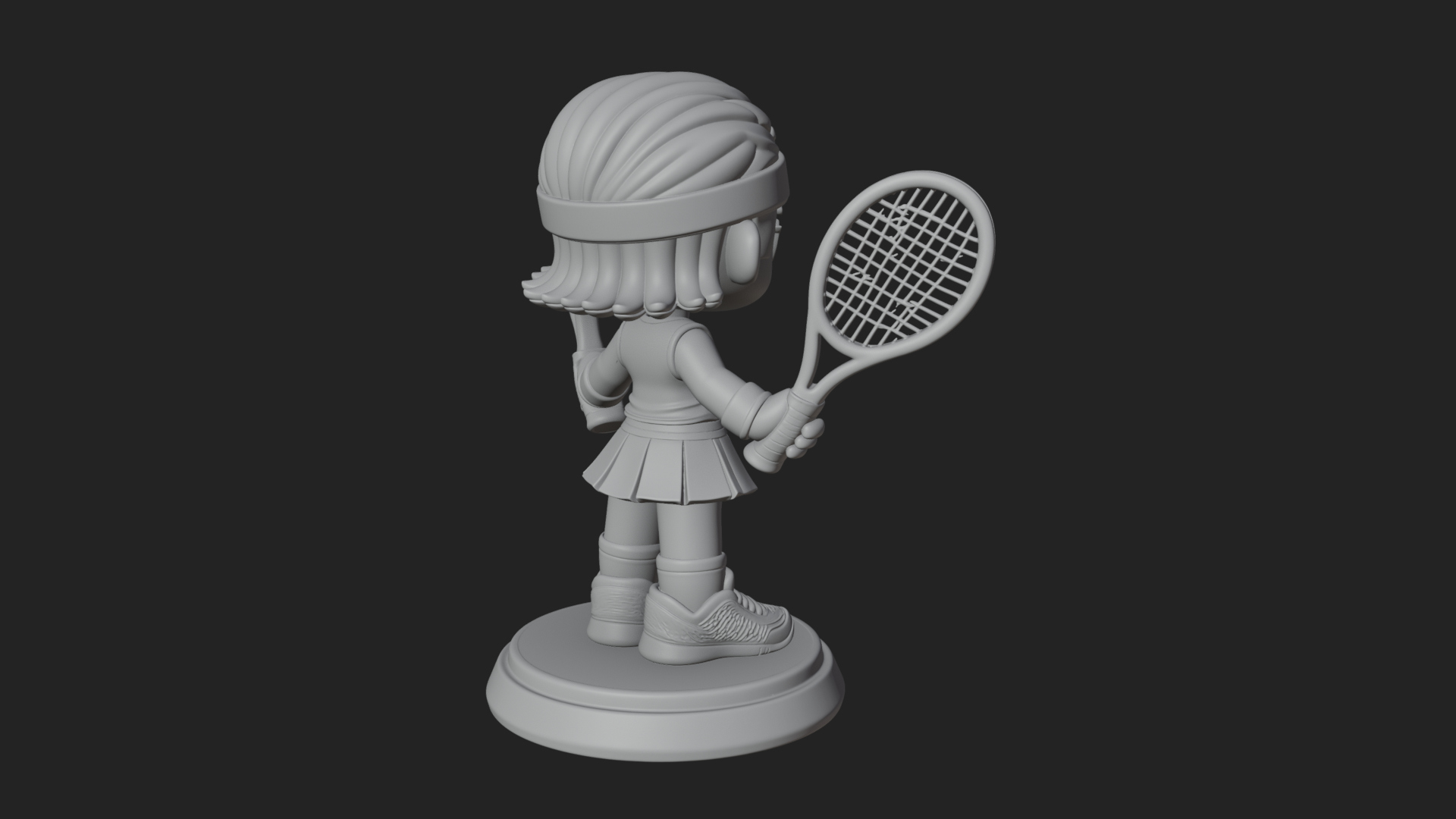 Chibi Tennis Girl Statue Design 3 3D Print Model 3D Model