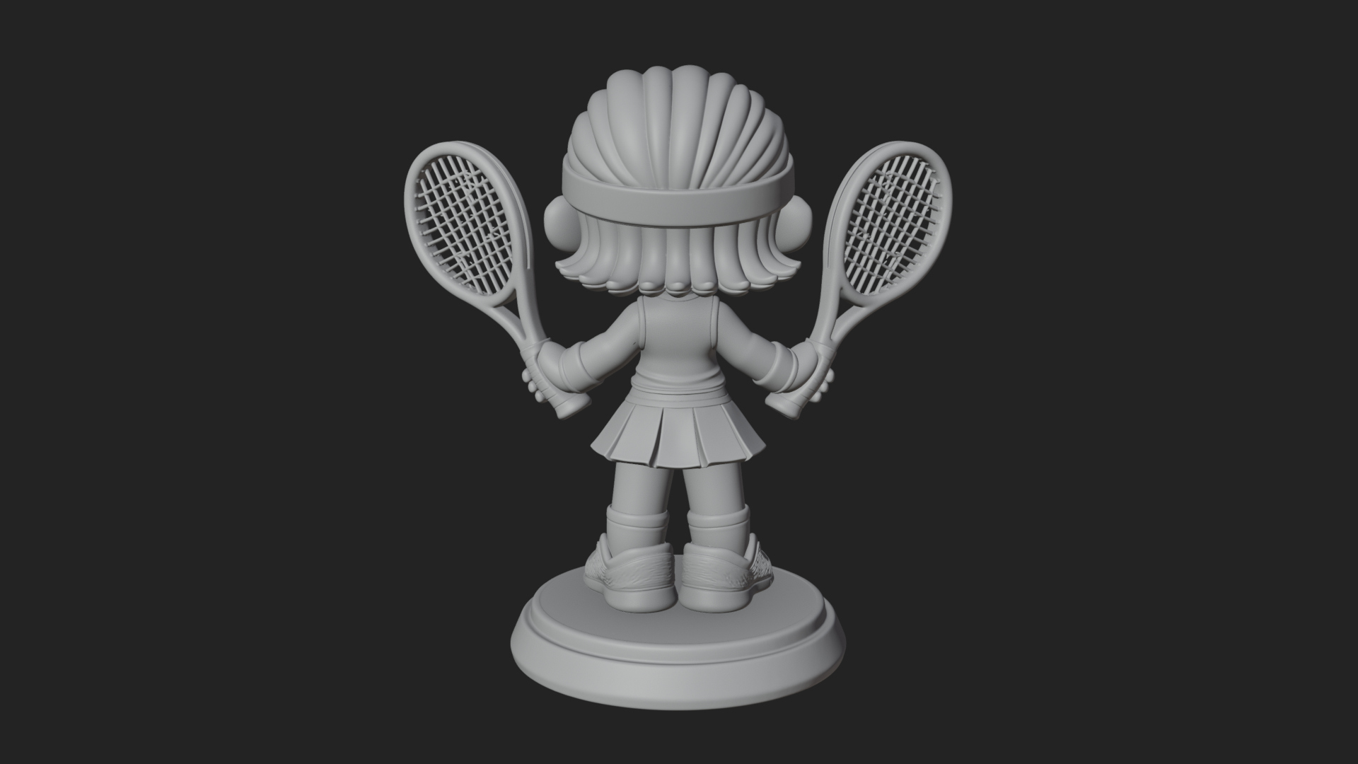 Chibi Tennis Girl Statue Design 3 3D Print Model 3D Model
