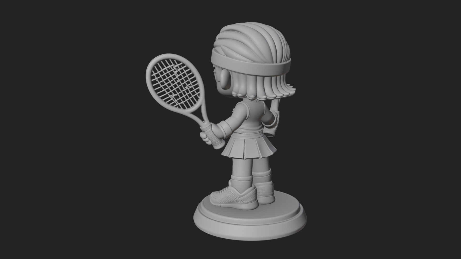 Chibi Tennis Girl Statue Design 3 3D Print Model 3D Model