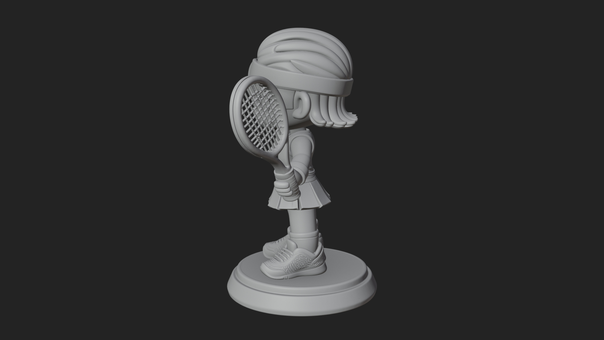 Chibi Tennis Girl Statue Design 3 3D Print Model 3D Model