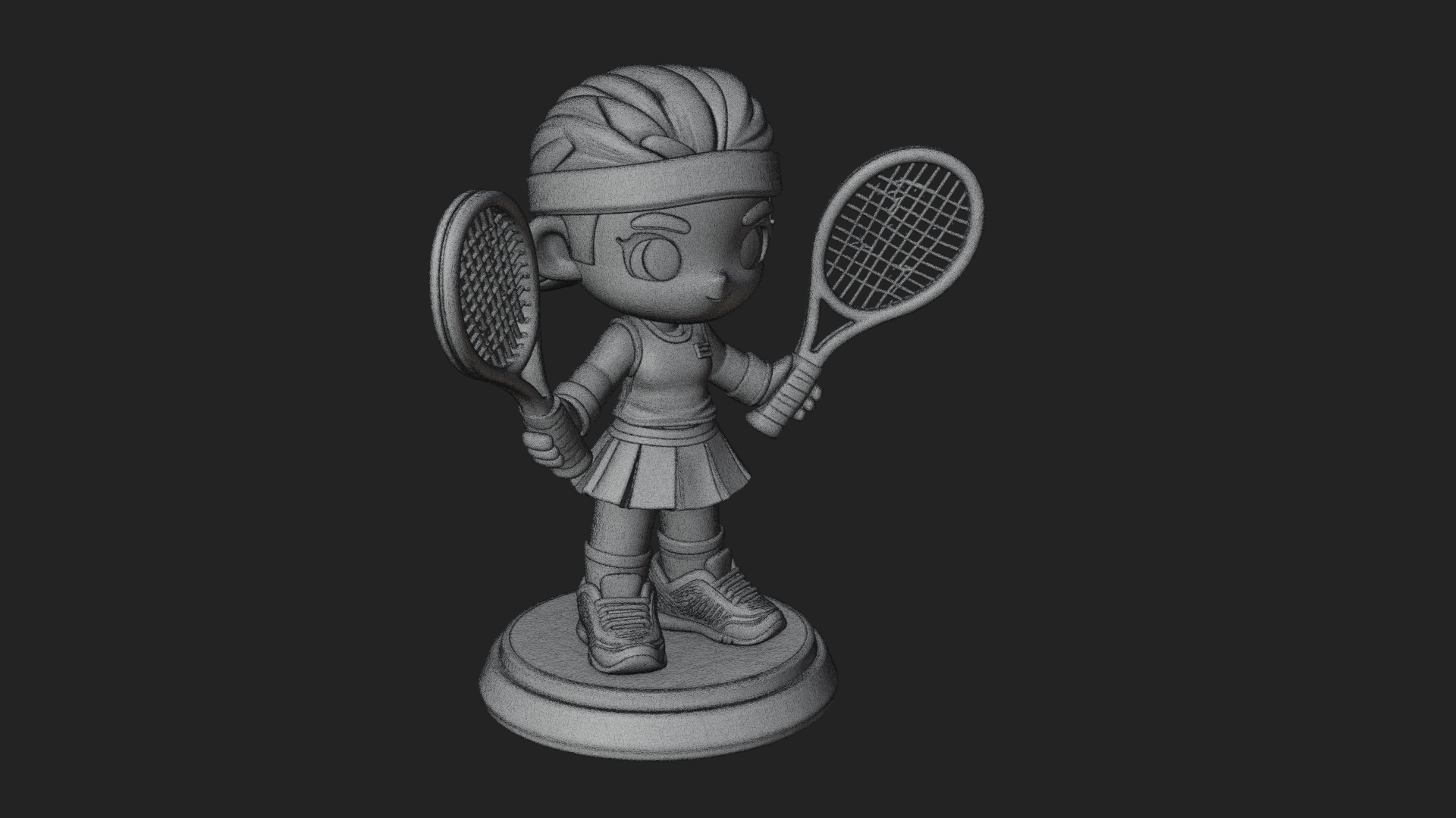 Chibi Tennis Girl Statue Design 3 3D Print Model 3D Model