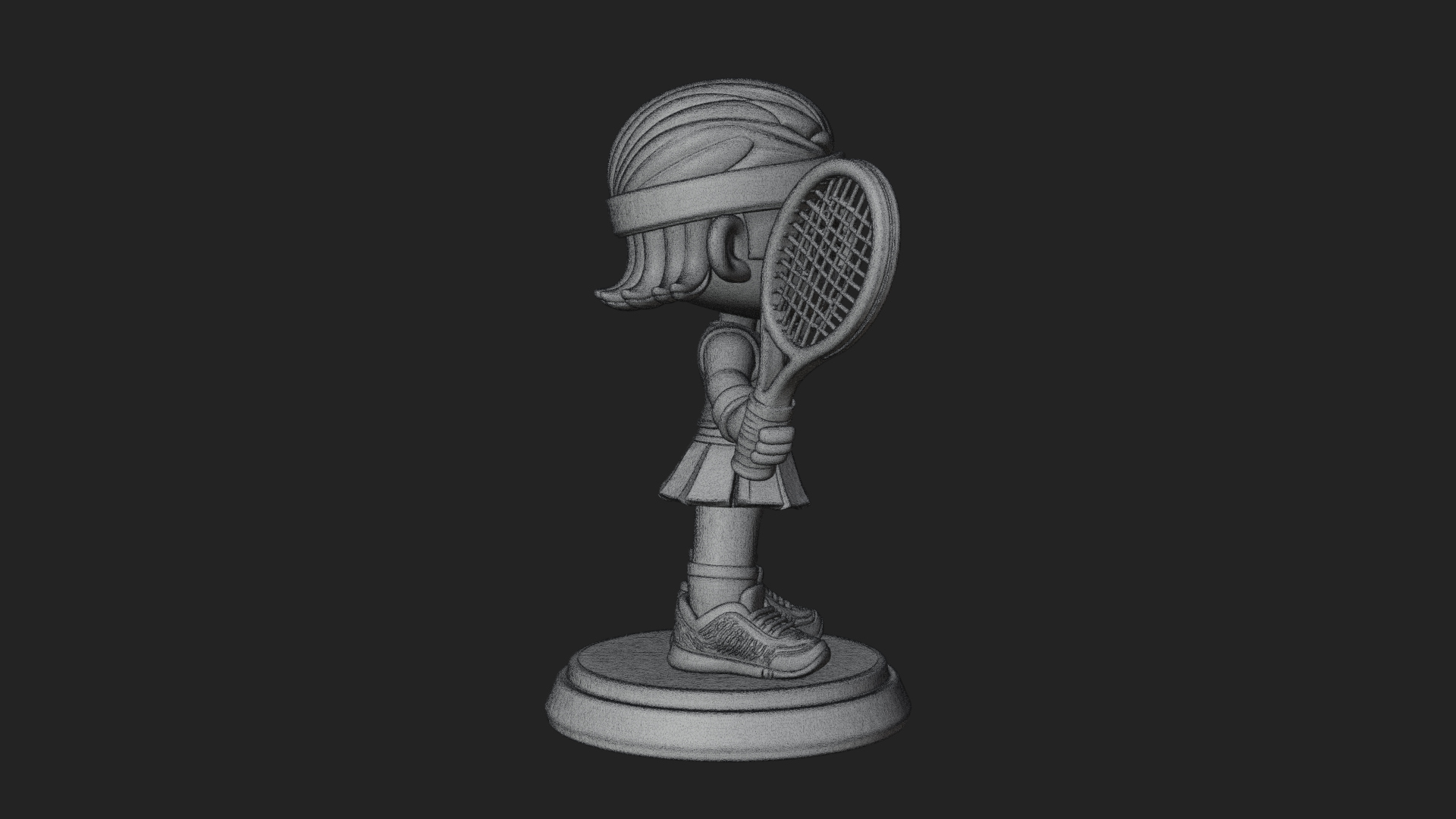Chibi Tennis Girl Statue Design 3 3D Print Model 3D Model