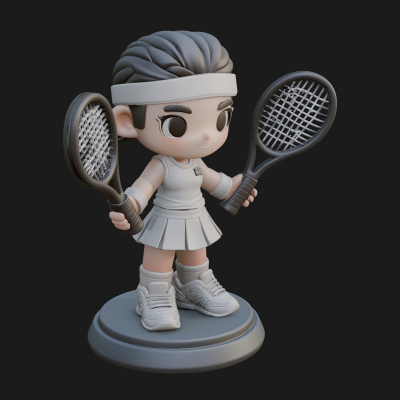 Chibi Tennis Girl Statue Design 3 3D Print Model