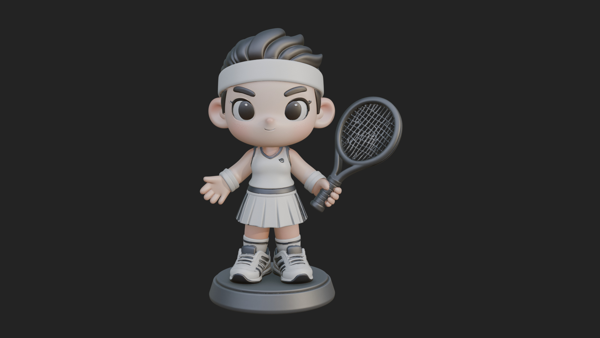 Chibi Tennis Girl Statue Design 4 3D Print Model 3D Model
