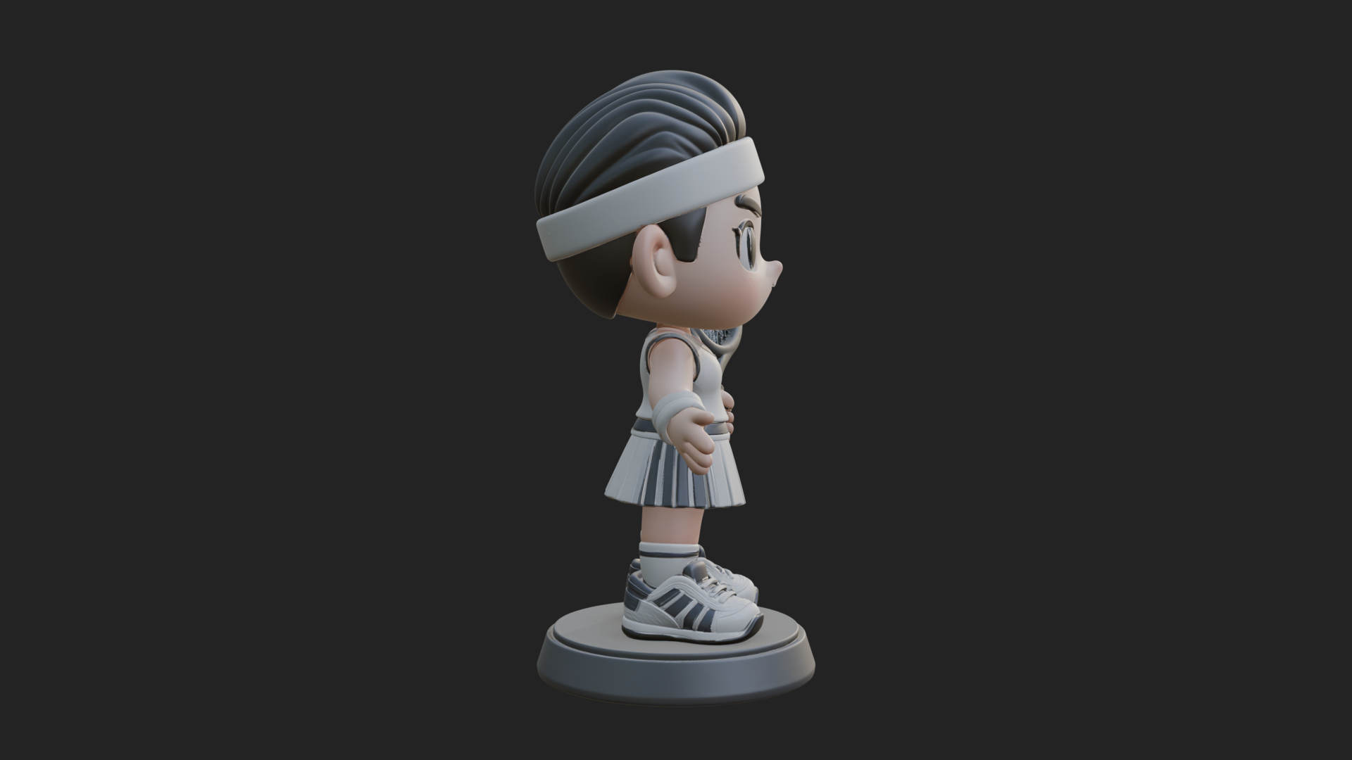 Chibi Tennis Girl Statue Design 4 3D Print Model 3D Model