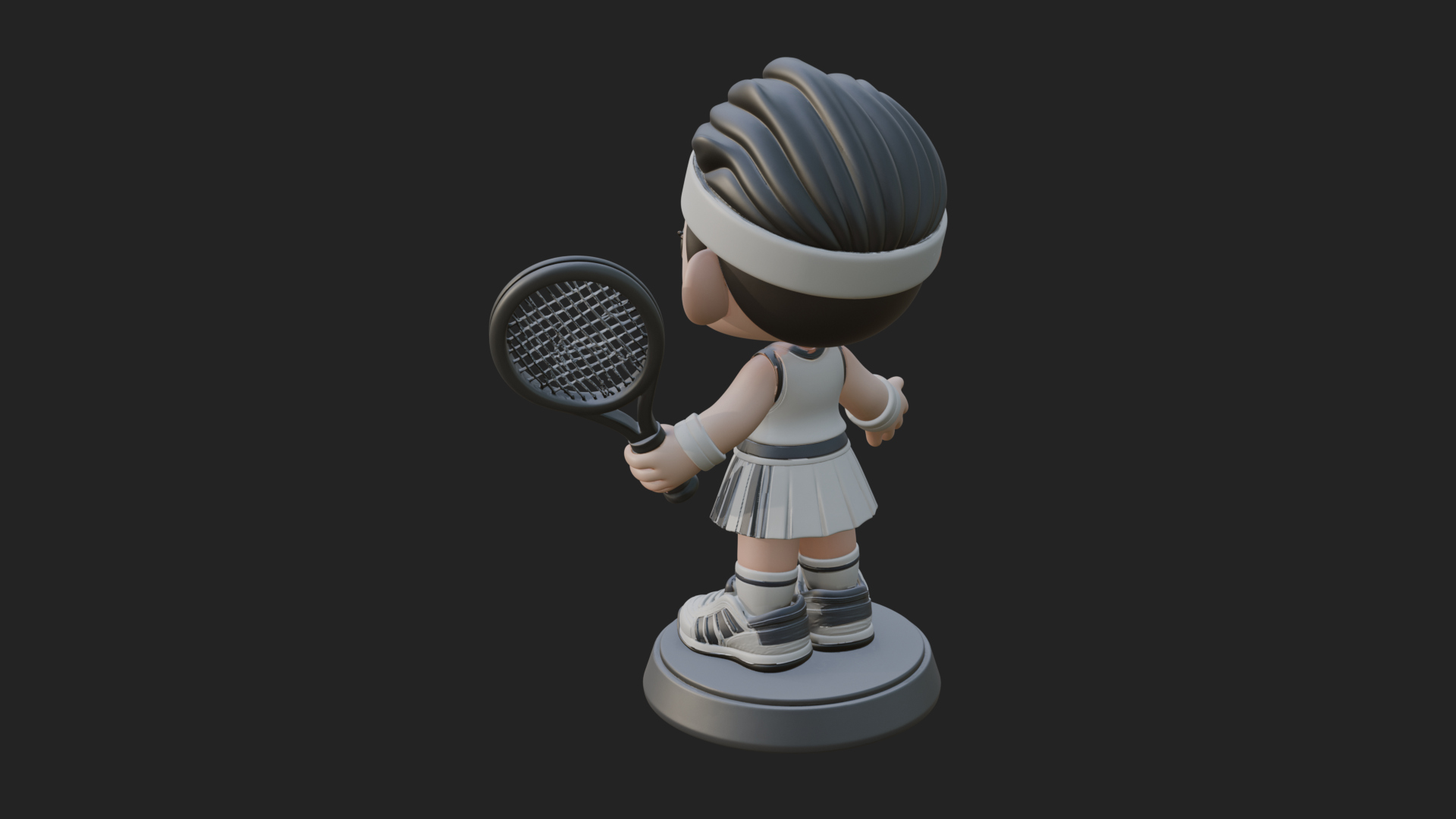Chibi Tennis Girl Statue Design 4 3D Print Model 3D Model