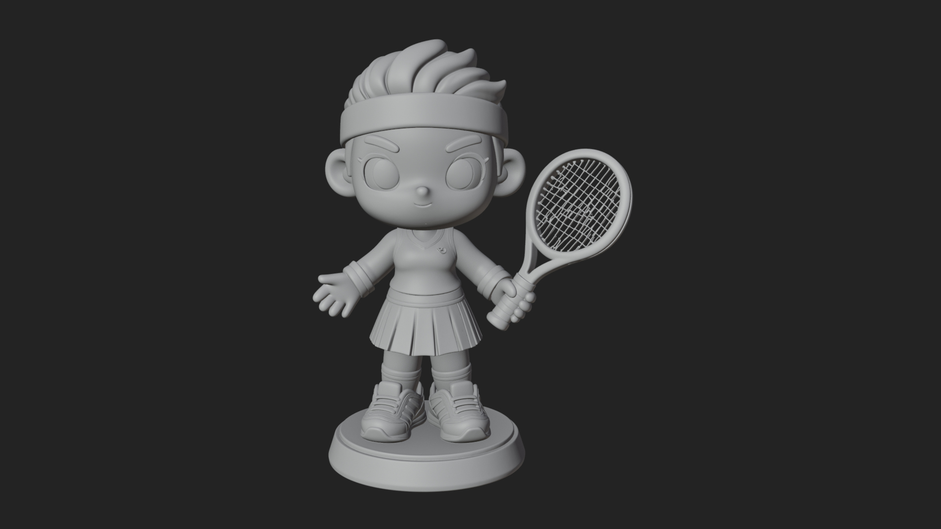 Chibi Tennis Girl Statue Design 4 3D Print Model 3D Model