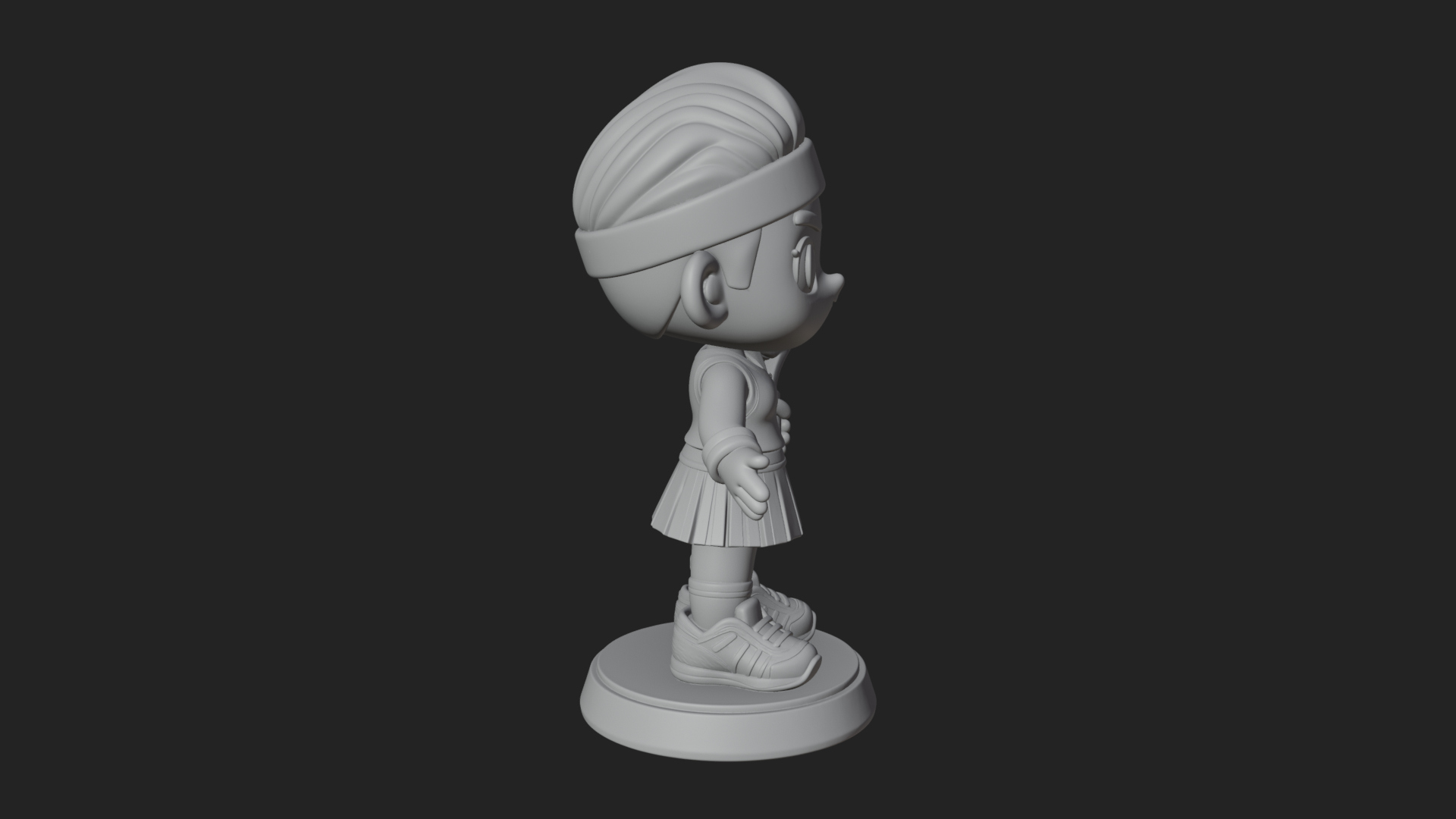 Chibi Tennis Girl Statue Design 4 3D Print Model 3D Model