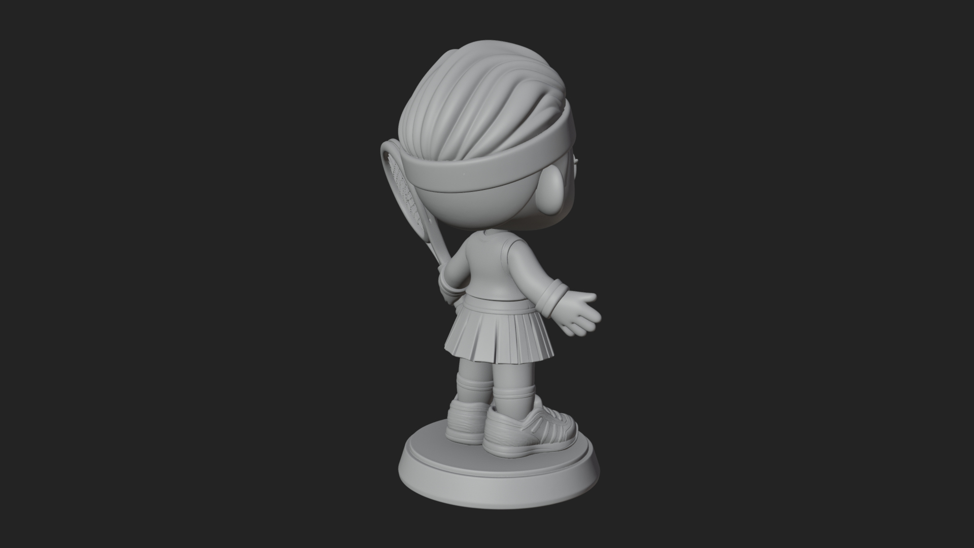 Chibi Tennis Girl Statue Design 4 3D Print Model 3D Model