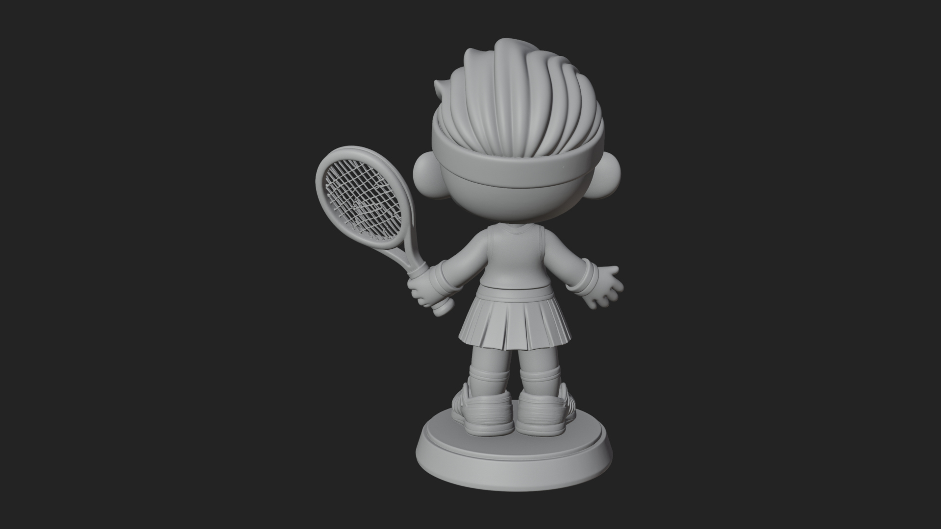 Chibi Tennis Girl Statue Design 4 3D Print Model 3D Model