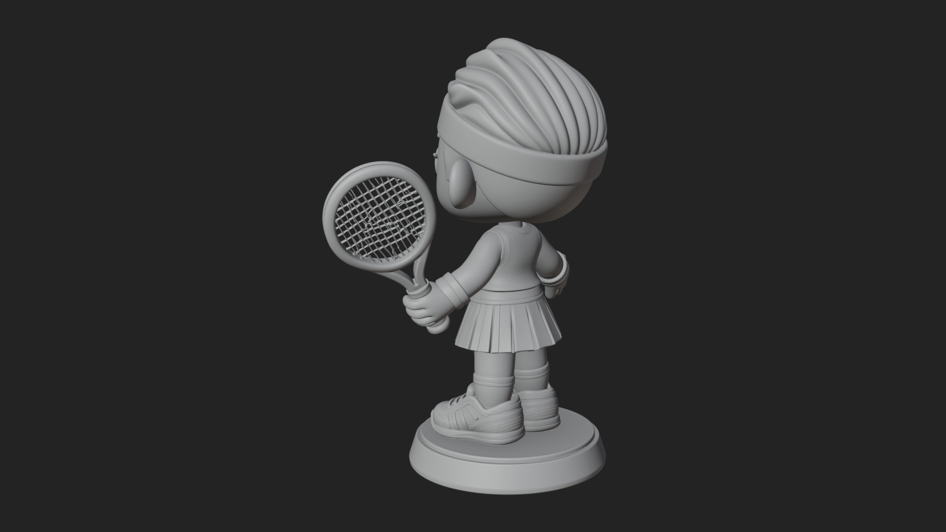 Chibi Tennis Girl Statue Design 4 3D Print Model 3D Model