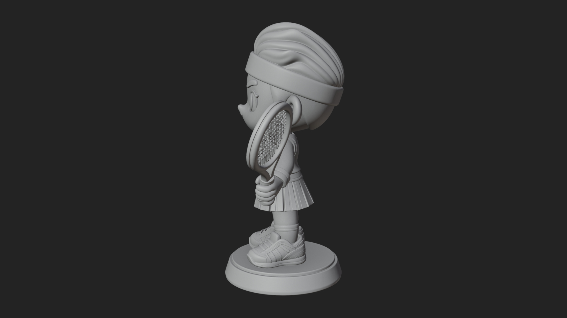 Chibi Tennis Girl Statue Design 4 3D Print Model 3D Model