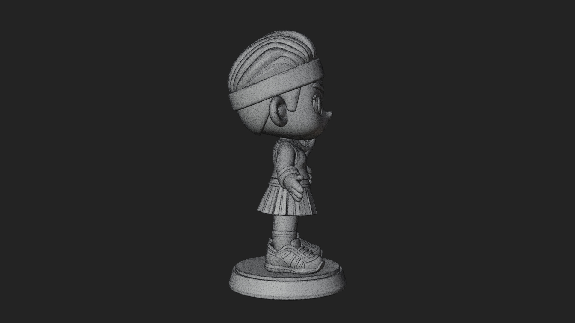 Chibi Tennis Girl Statue Design 4 3D Print Model 3D Model
