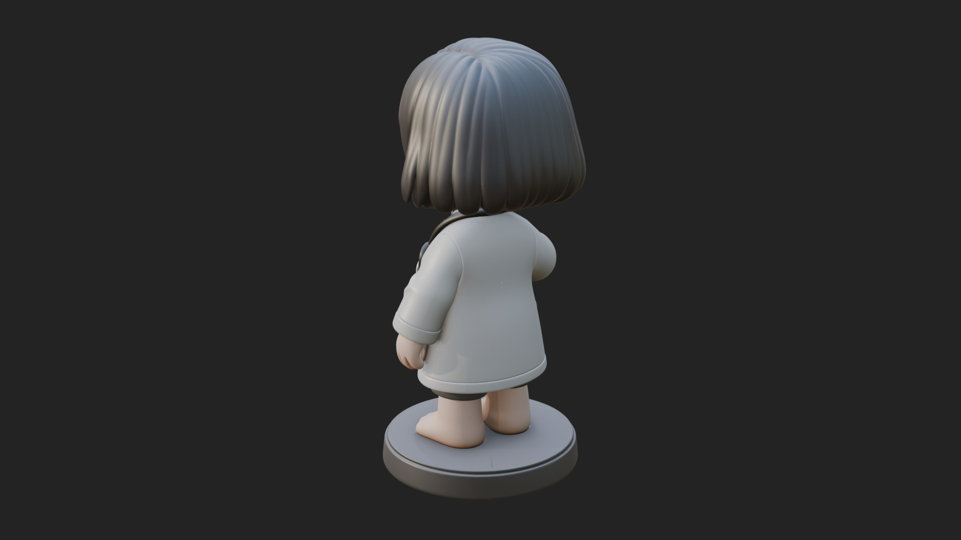 Chibi Vet with Kitten Statue Design 1 3D Print Model 3D Model