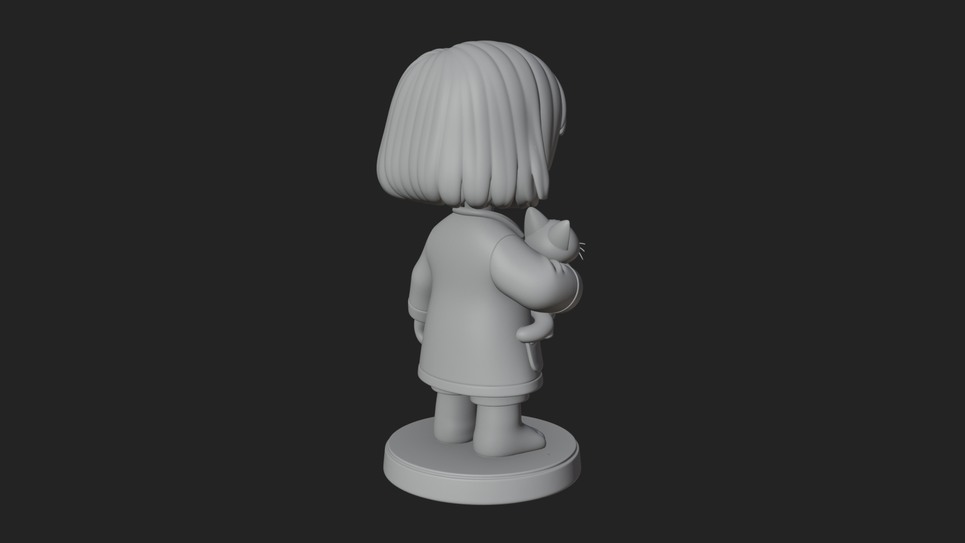 Chibi Vet with Kitten Statue Design 1 3D Print Model 3D Model