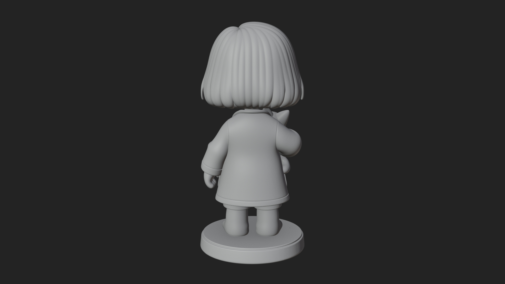 Chibi Vet with Kitten Statue Design 1 3D Print Model 3D Model