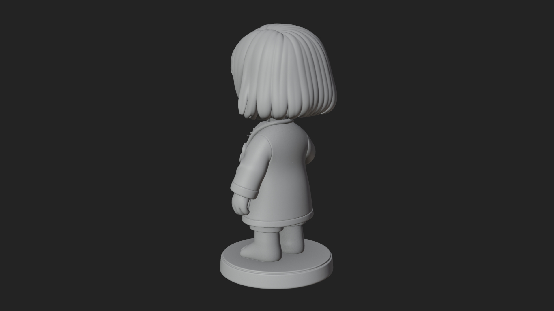 Chibi Vet with Kitten Statue Design 1 3D Print Model 3D Model