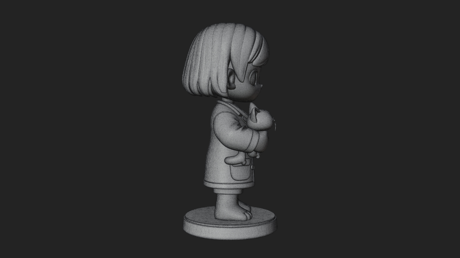 Chibi Vet with Kitten Statue Design 1 3D Print Model 3D Model