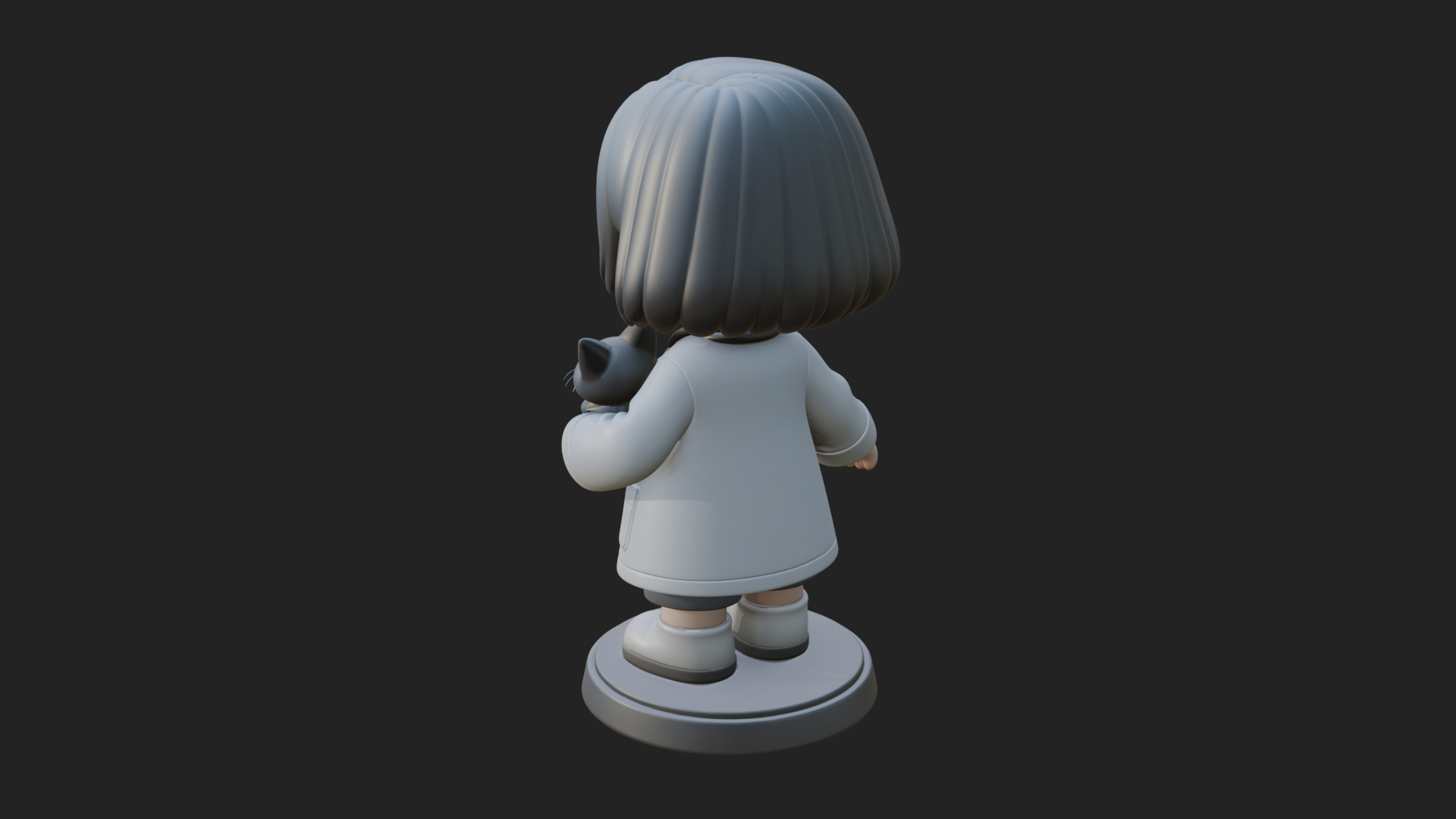 Chibi Vet with Kitten Statue Design 2 3D Print Model 3D Model