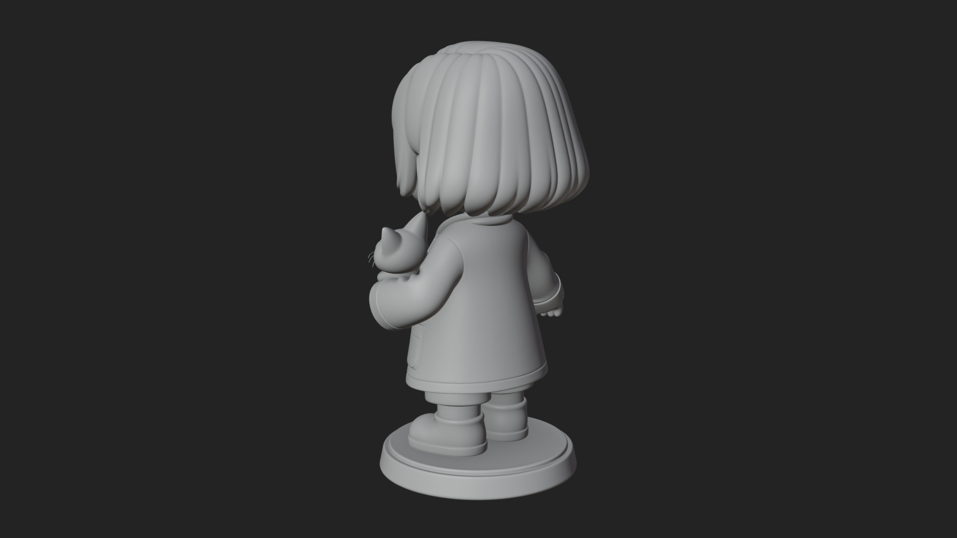 Chibi Vet with Kitten Statue Design 2 3D Print Model 3D Model