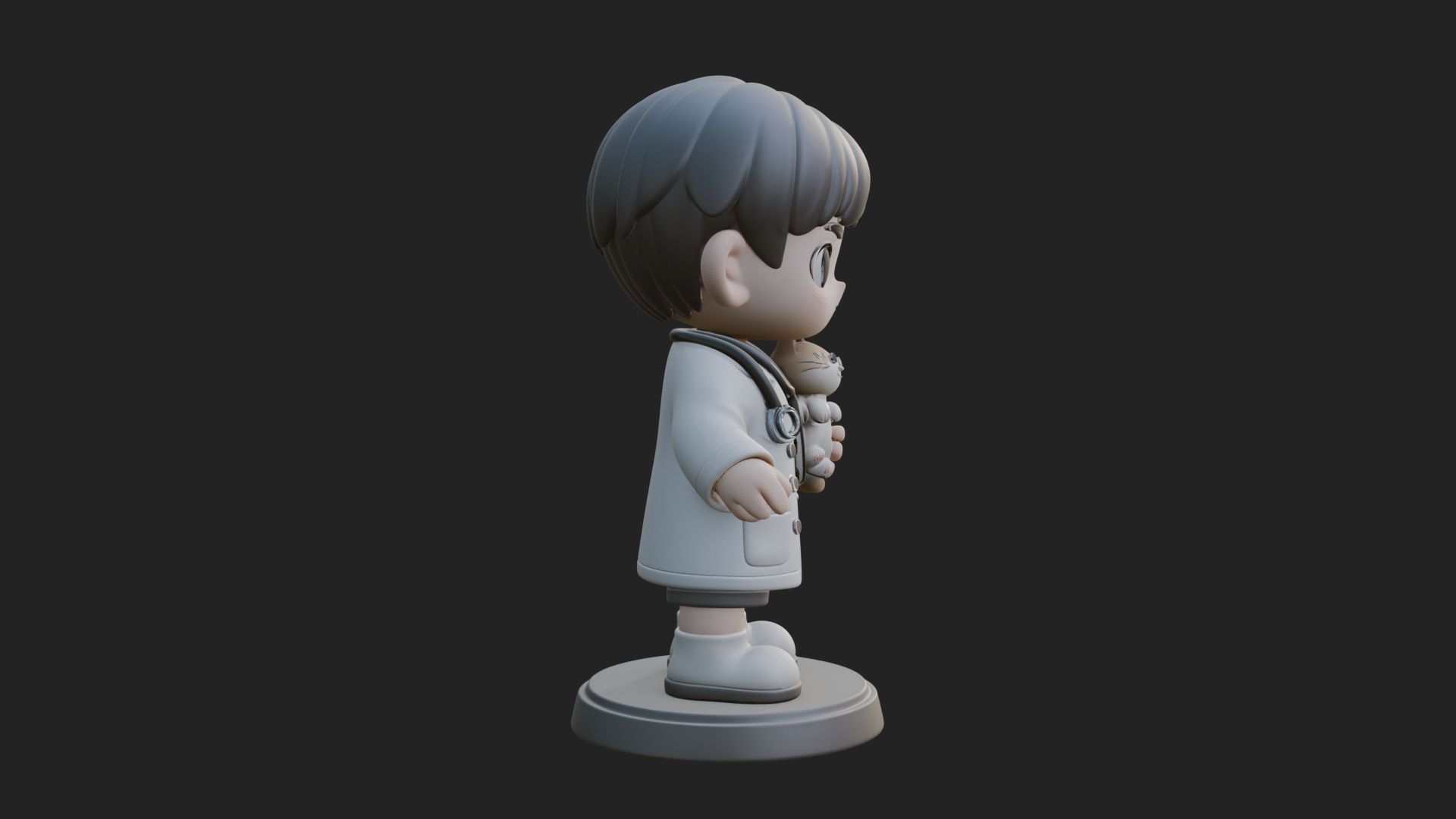 Chibi Vet with Kitten Statue Design 3 3D Print Model 3D Model