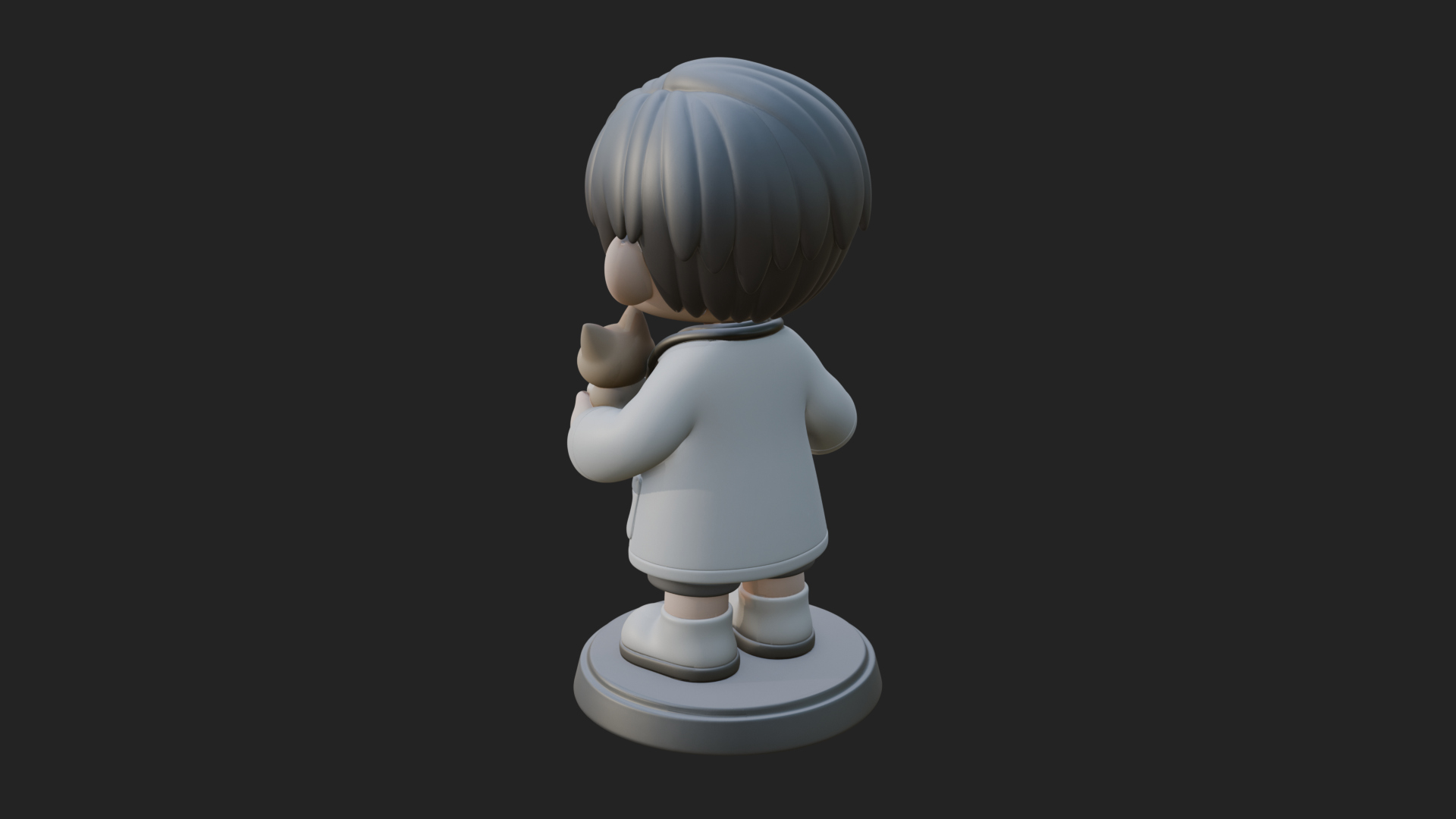 Chibi Vet with Kitten Statue Design 3 3D Print Model 3D Model