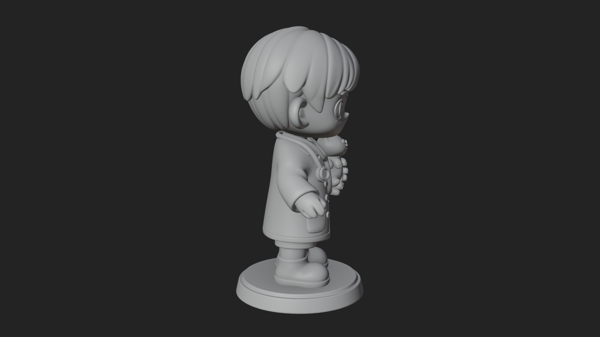 Chibi Vet with Kitten Statue Design 3 3D Print Model 3D Model