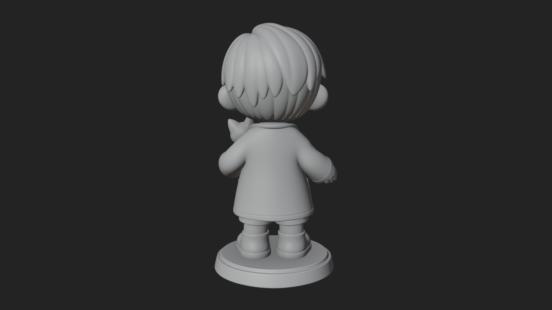 Chibi Vet with Kitten Statue Design 3 3D Print Model 3D Model