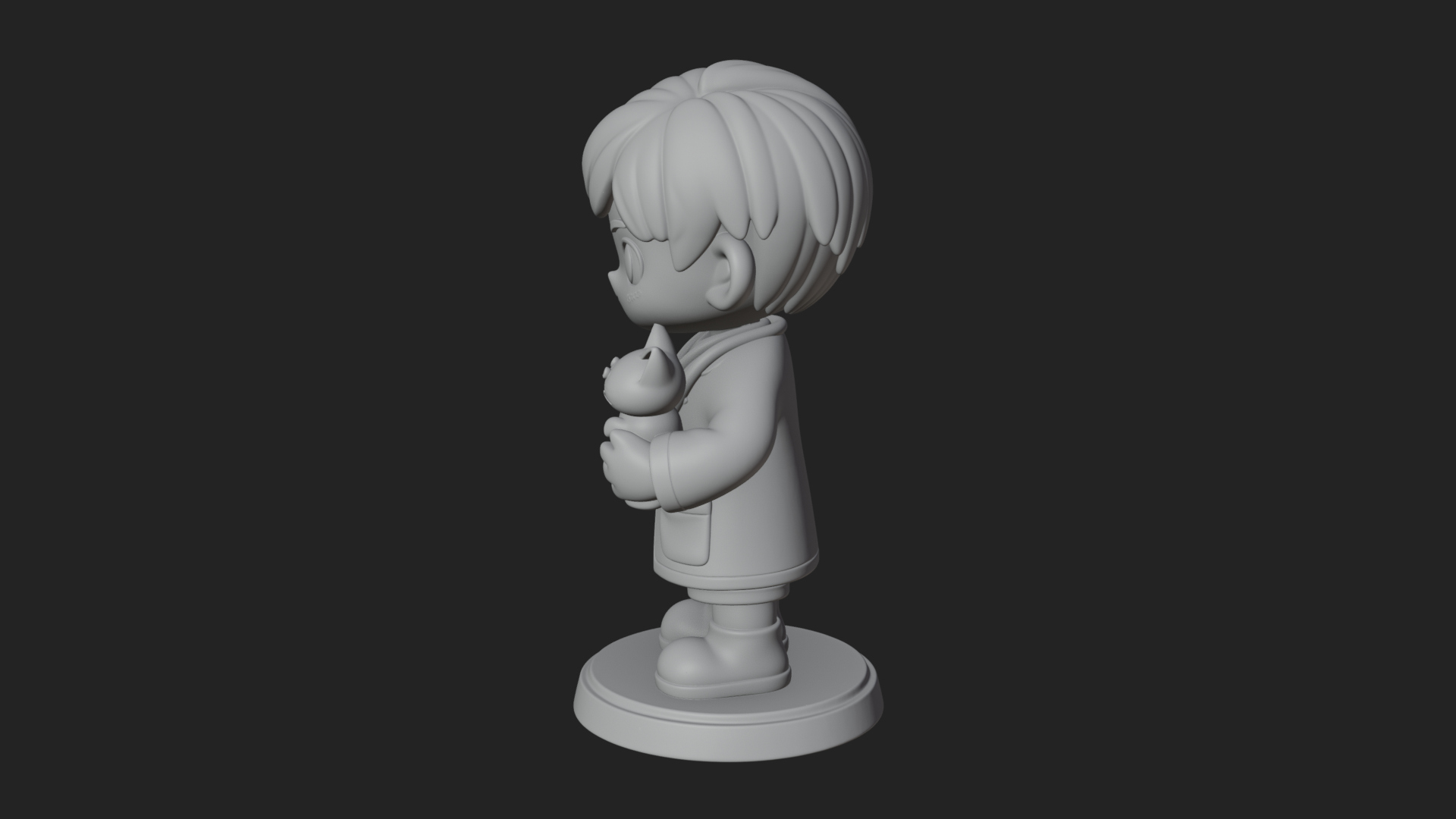 Chibi Vet with Kitten Statue Design 3 3D Print Model 3D Model