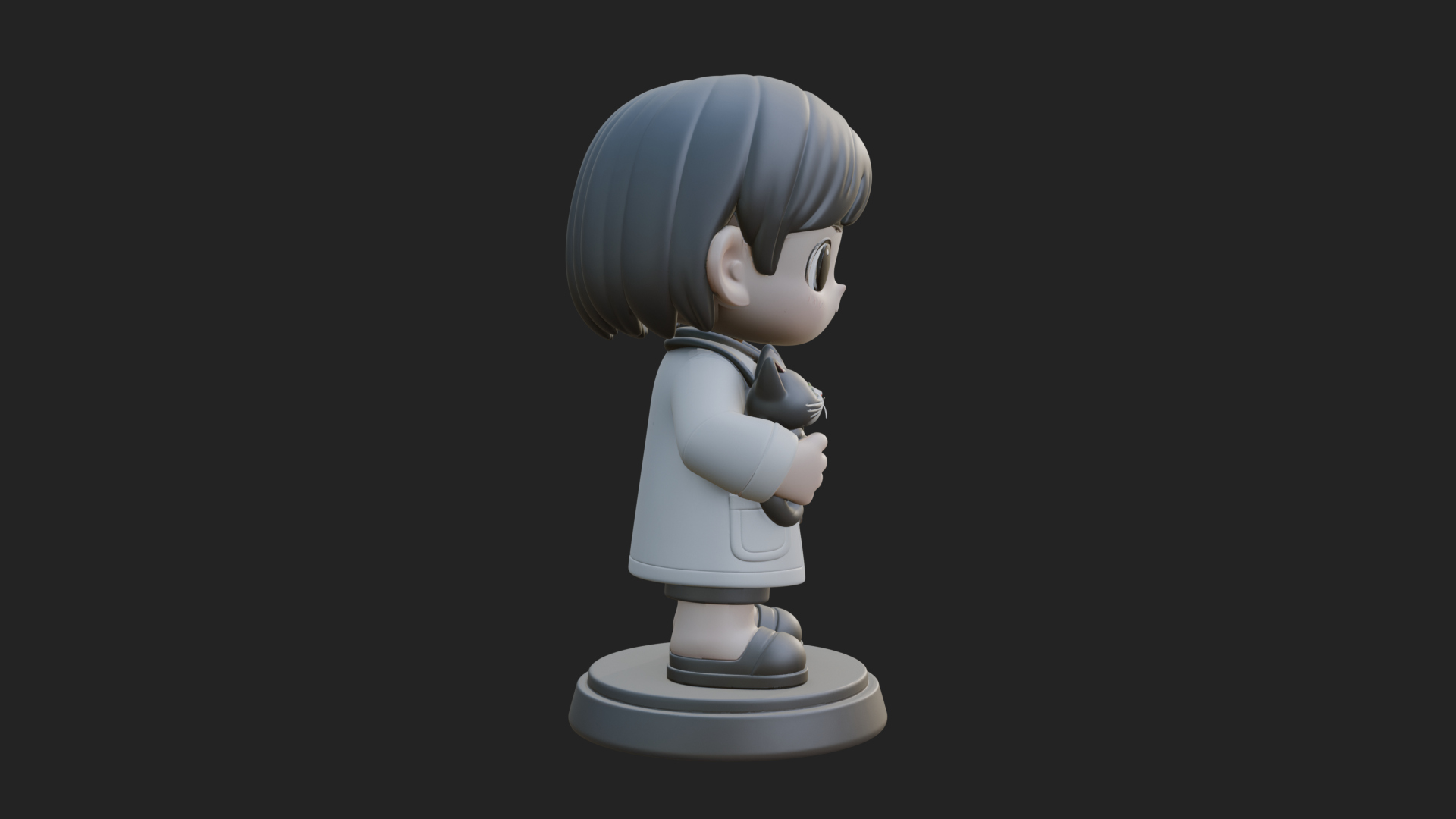 Chibi Vet with Kitten Statue Design 4 3D Print Model 3D Model