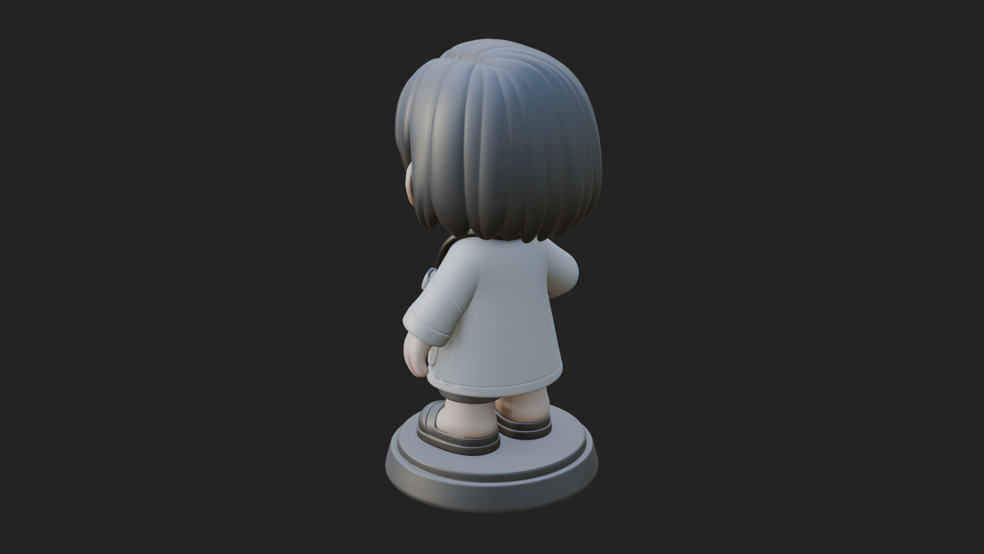 Chibi Vet with Kitten Statue Design 4 3D Print Model 3D Model