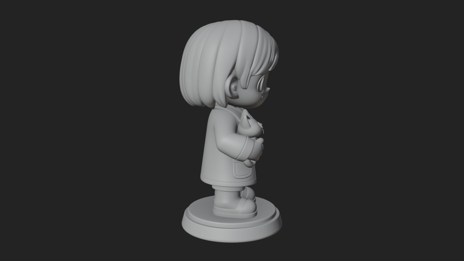 Chibi Vet with Kitten Statue Design 4 3D Print Model 3D Model