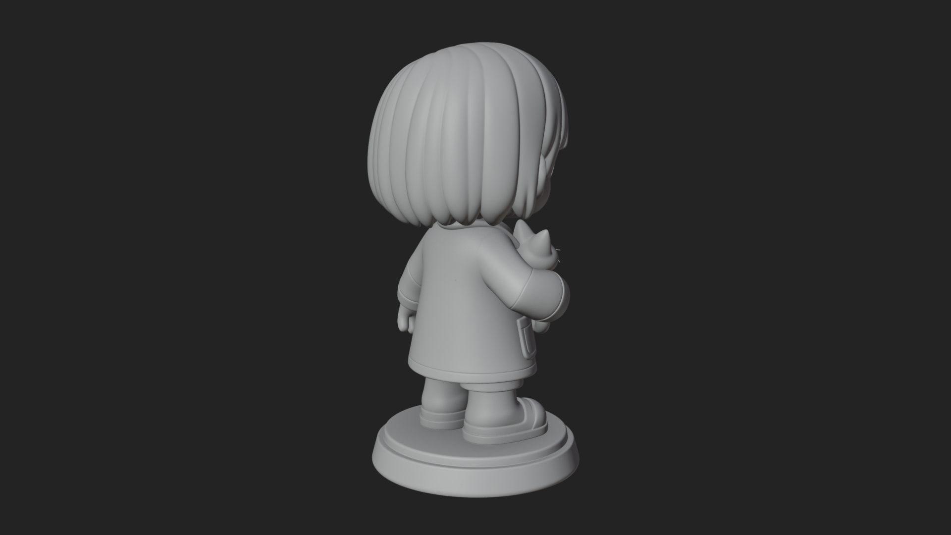 Chibi Vet with Kitten Statue Design 4 3D Print Model 3D Model