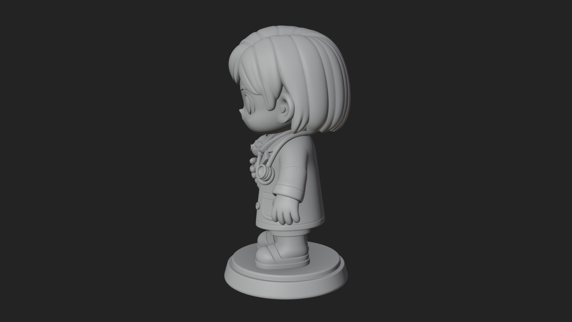 Chibi Vet with Kitten Statue Design 4 3D Print Model 3D Model