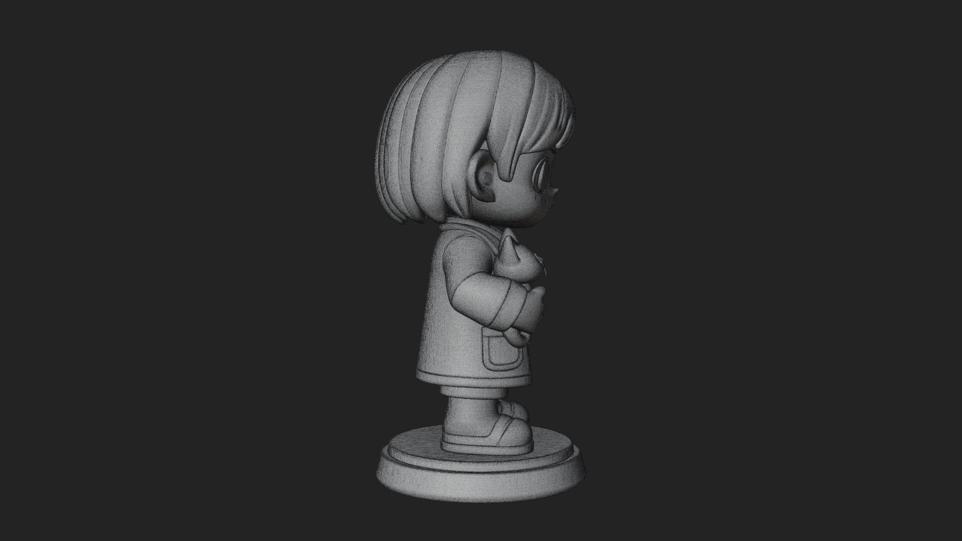 Chibi Vet with Kitten Statue Design 4 3D Print Model 3D Model