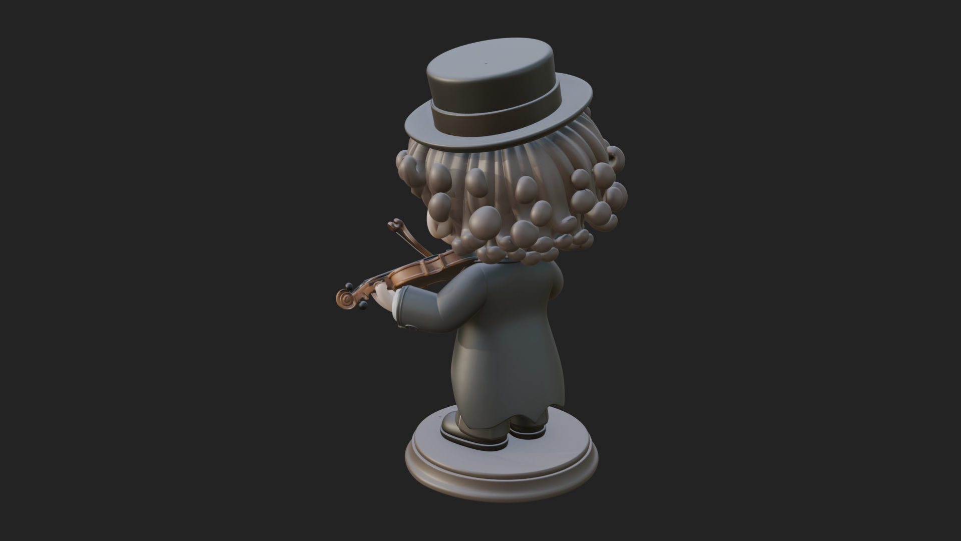 Chibi Violin Player Statue Design 1 3D Print Model 3D Model