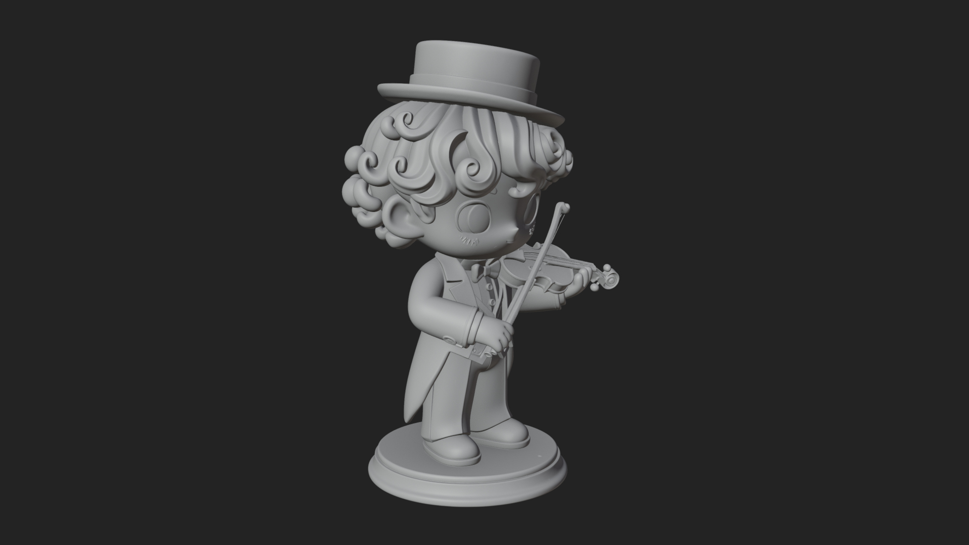 Chibi Violin Player Statue Design 1 3D Print Model 3D Model