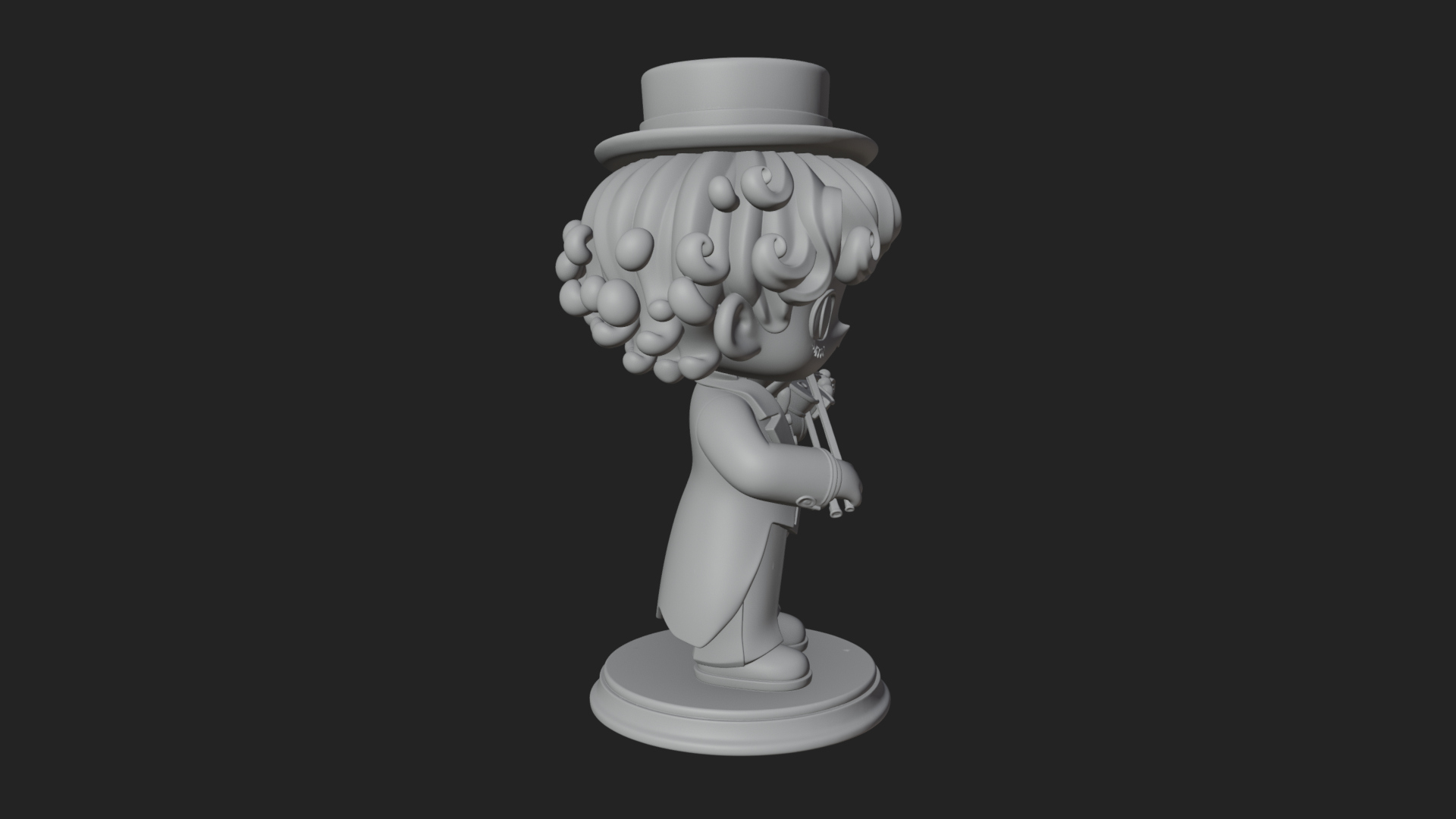 Chibi Violin Player Statue Design 1 3D Print Model 3D Model