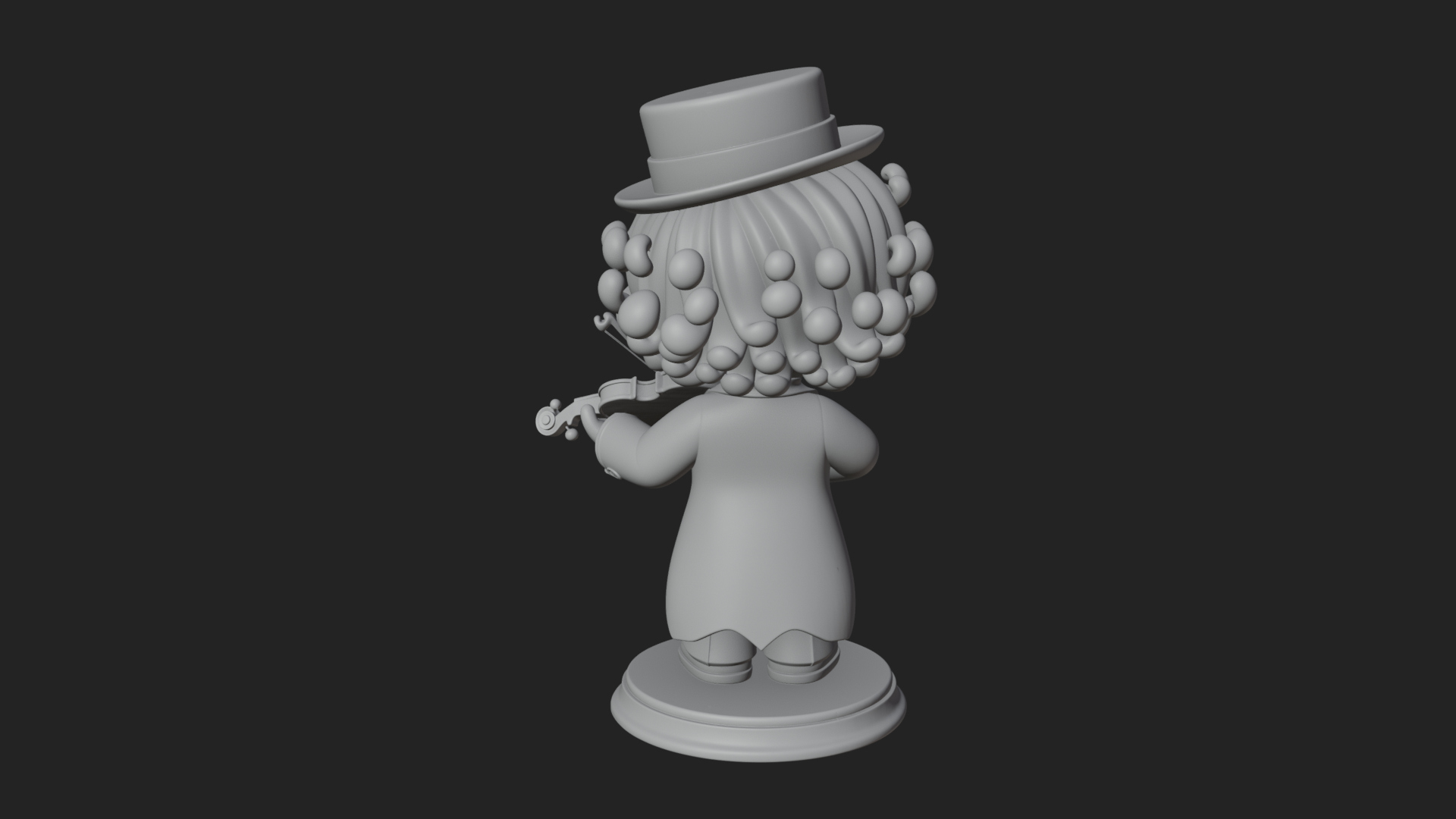 Chibi Violin Player Statue Design 1 3D Print Model 3D Model