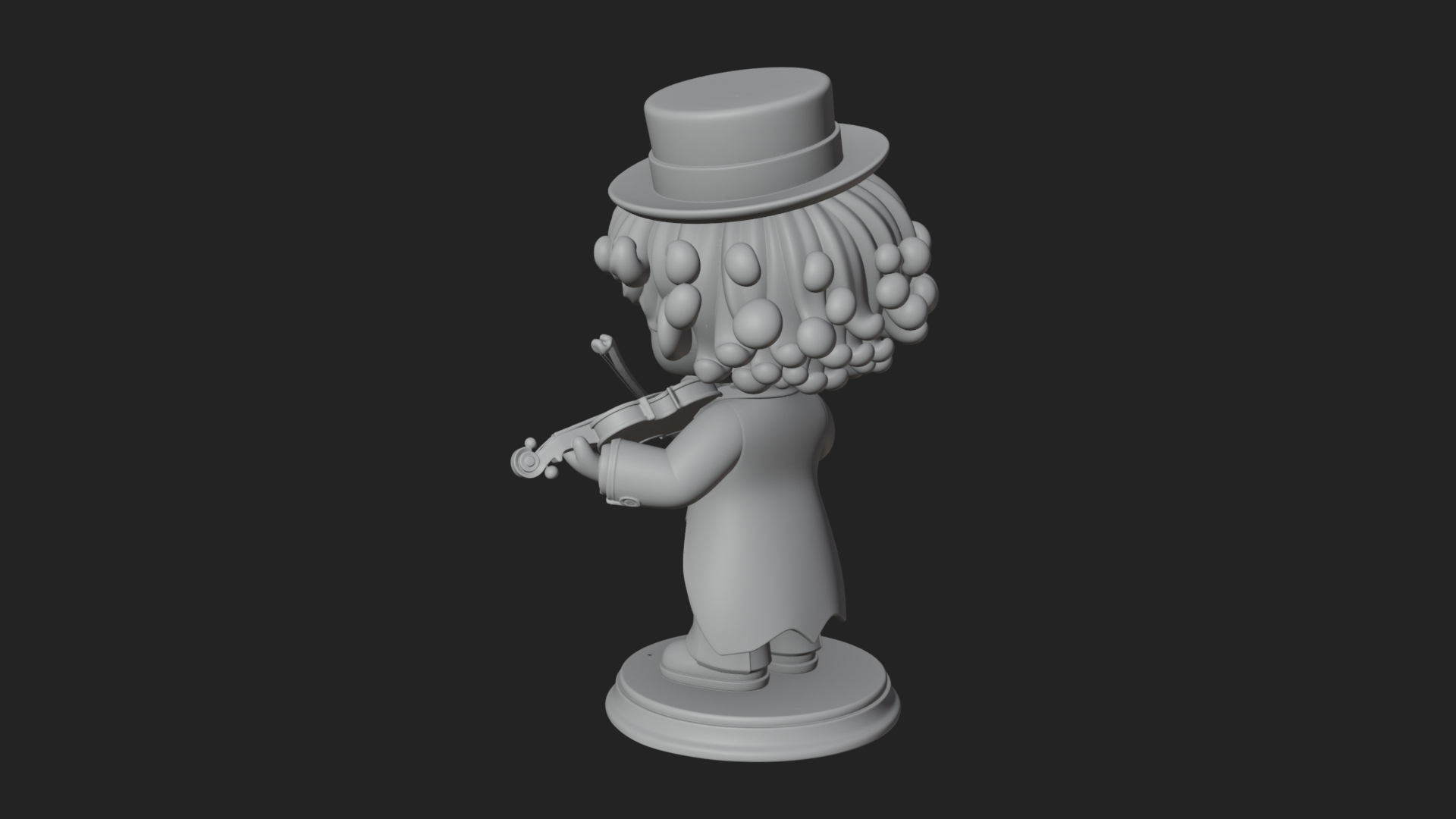 Chibi Violin Player Statue Design 1 3D Print Model 3D Model